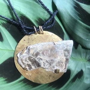 Handmade Mica and Brass pendant necklace